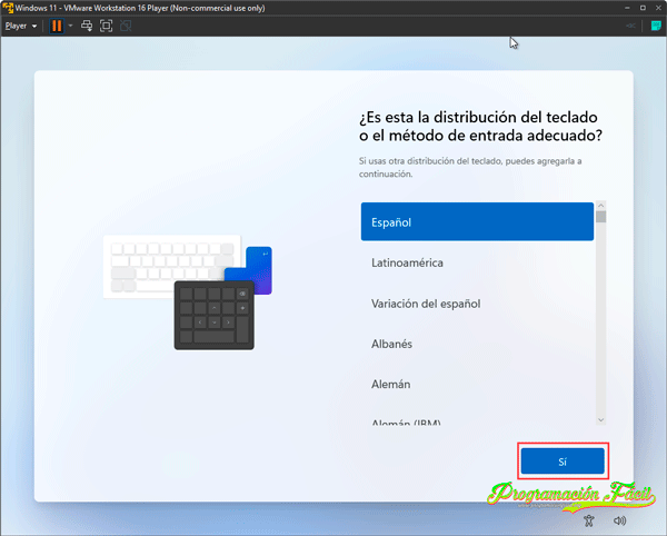 distribución de teclado windows 11