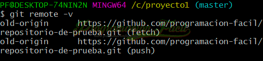 git remote origin de Git