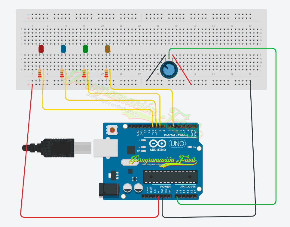 Potenciómetro con LEDs Arduino