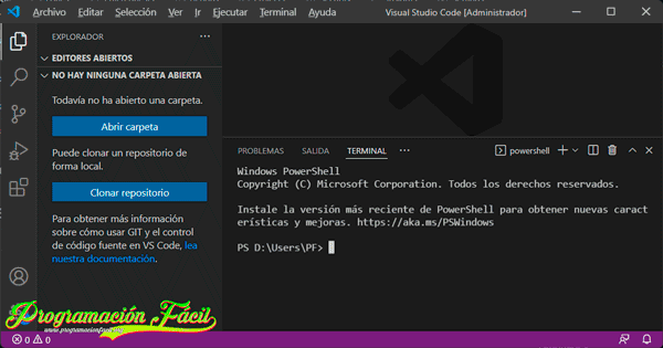 Abrir el terminal en Visual Studio Code