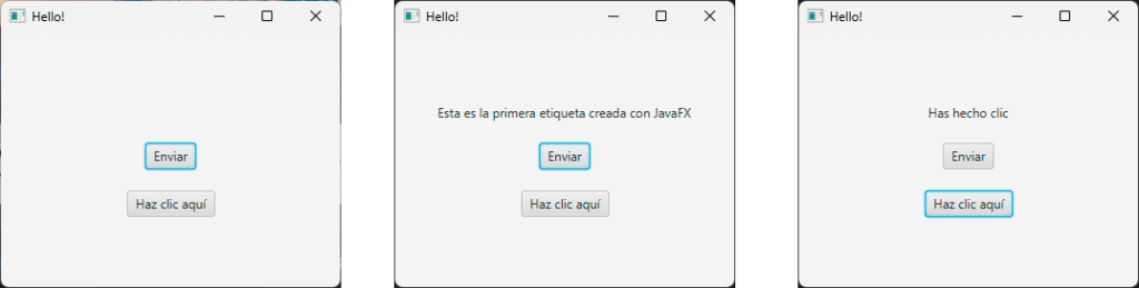 JavaFX una etiqueta con dos botones