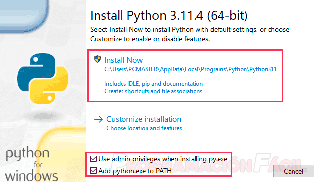 Instalar Python en windows