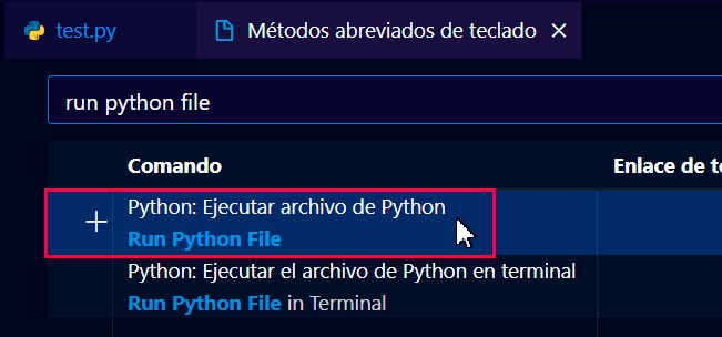 Atajo para ejecutar archivo de python