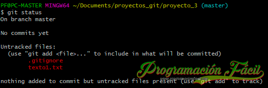 Git status untracked archivos