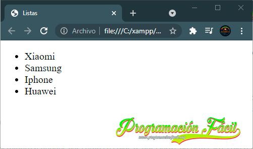 Listas desordenadas html