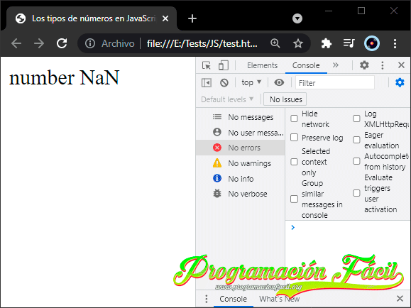 nan not a number JavaScript